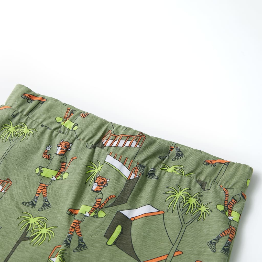 Kinderpyjama mit Kurzen Ärmeln Hellkhaki 92