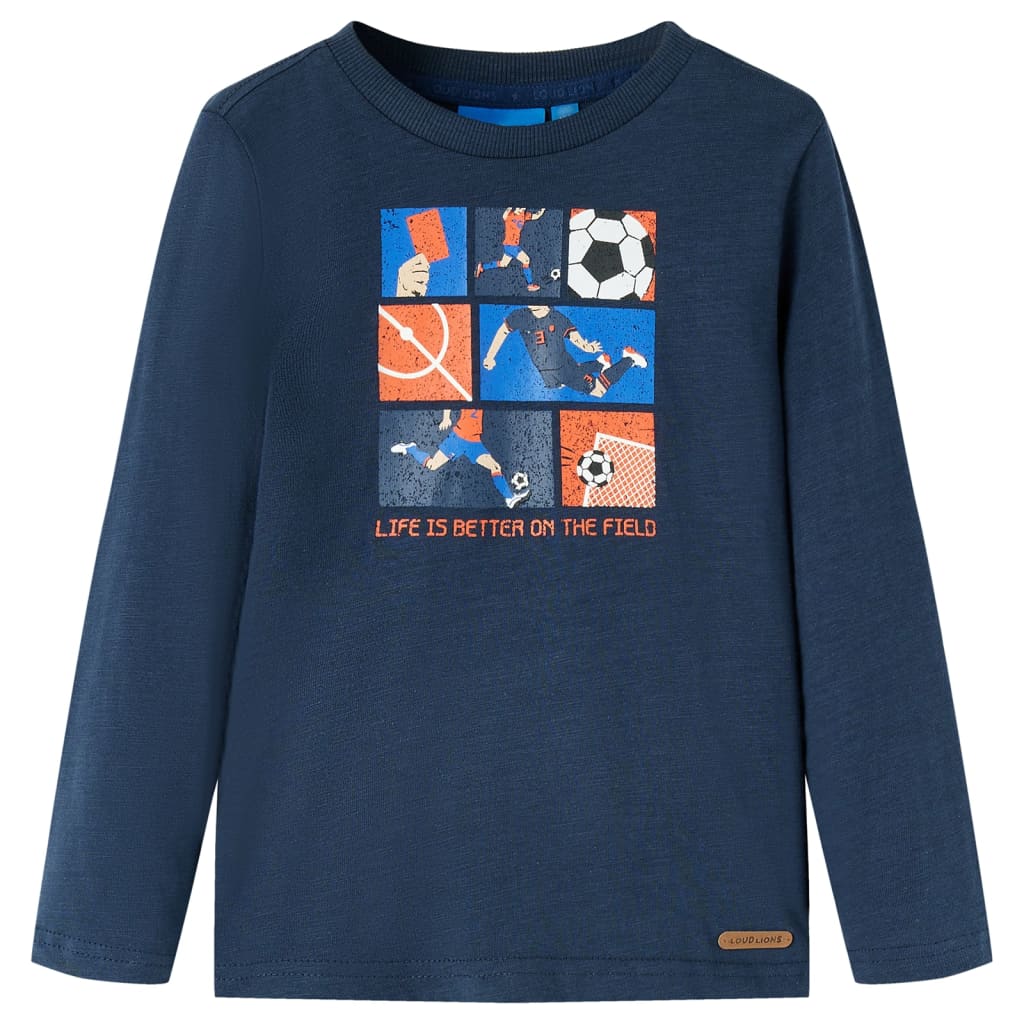Kinder-Langarmshirt Marineblau Melange 92