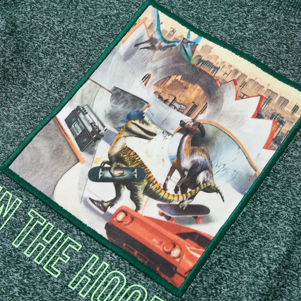 Kinder-Langarmshirt Dunkelgrün Melange 92