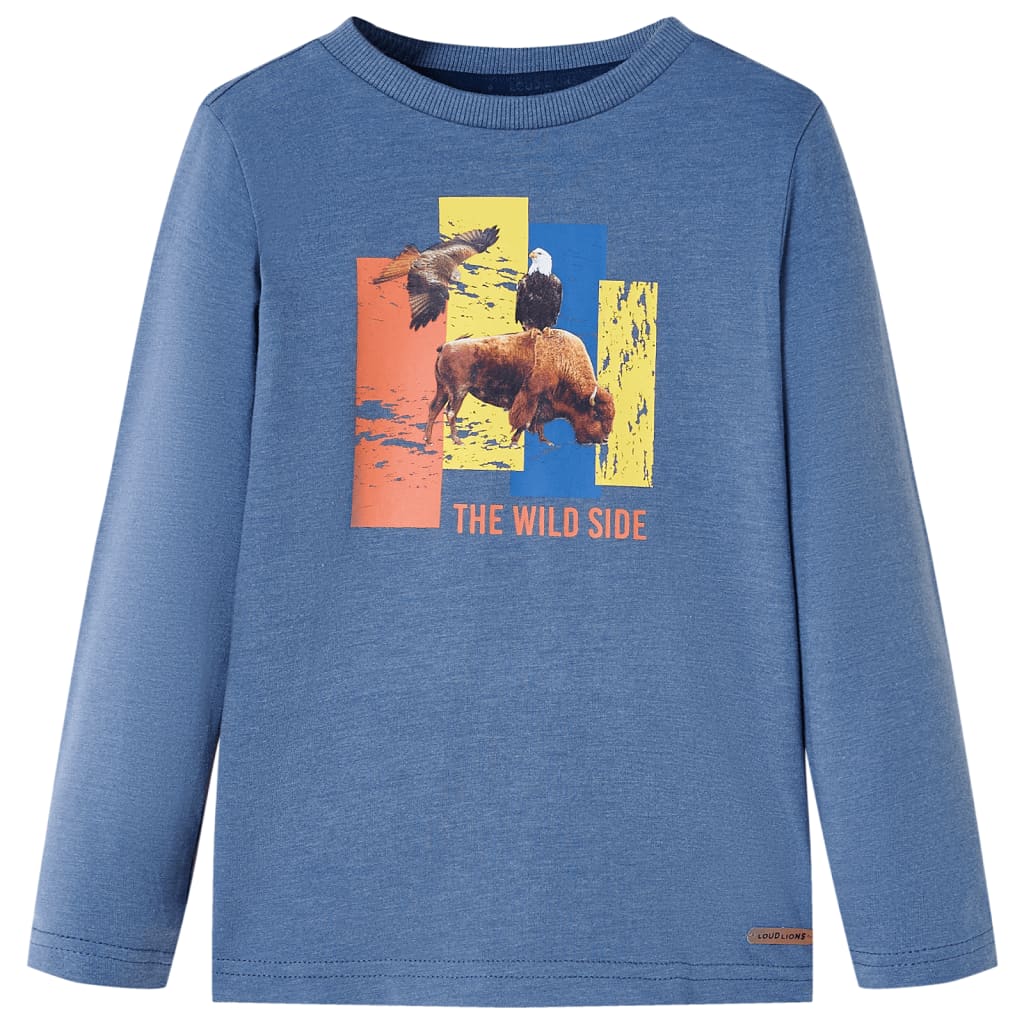 Kinder-Langarmshirt Blau Melange 92