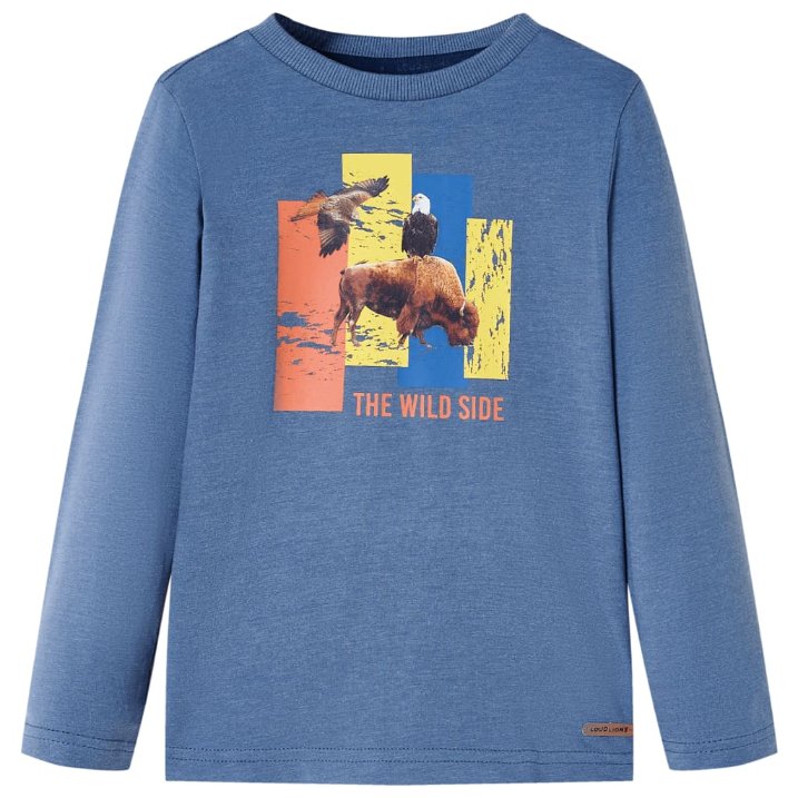 Kinder-Langarmshirt Blau Melange 92