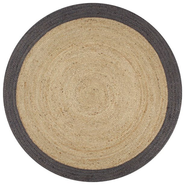 vidaXL Teppich Handgefertigt Jute mit Grauem Rand 90 cm