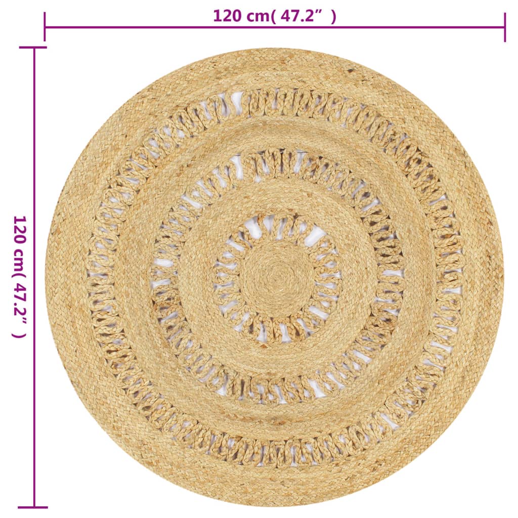 vidaXL Teppich Handgefertigt Jute Geflochten 90 cm