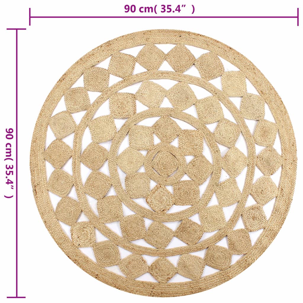 vidaXL Teppich Handgefertigt Jute Geflochten 90 cm