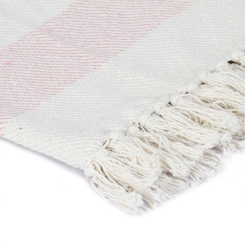 vidaXL Überwurf Baumwolle Streifen 125x150 cm Altrosa