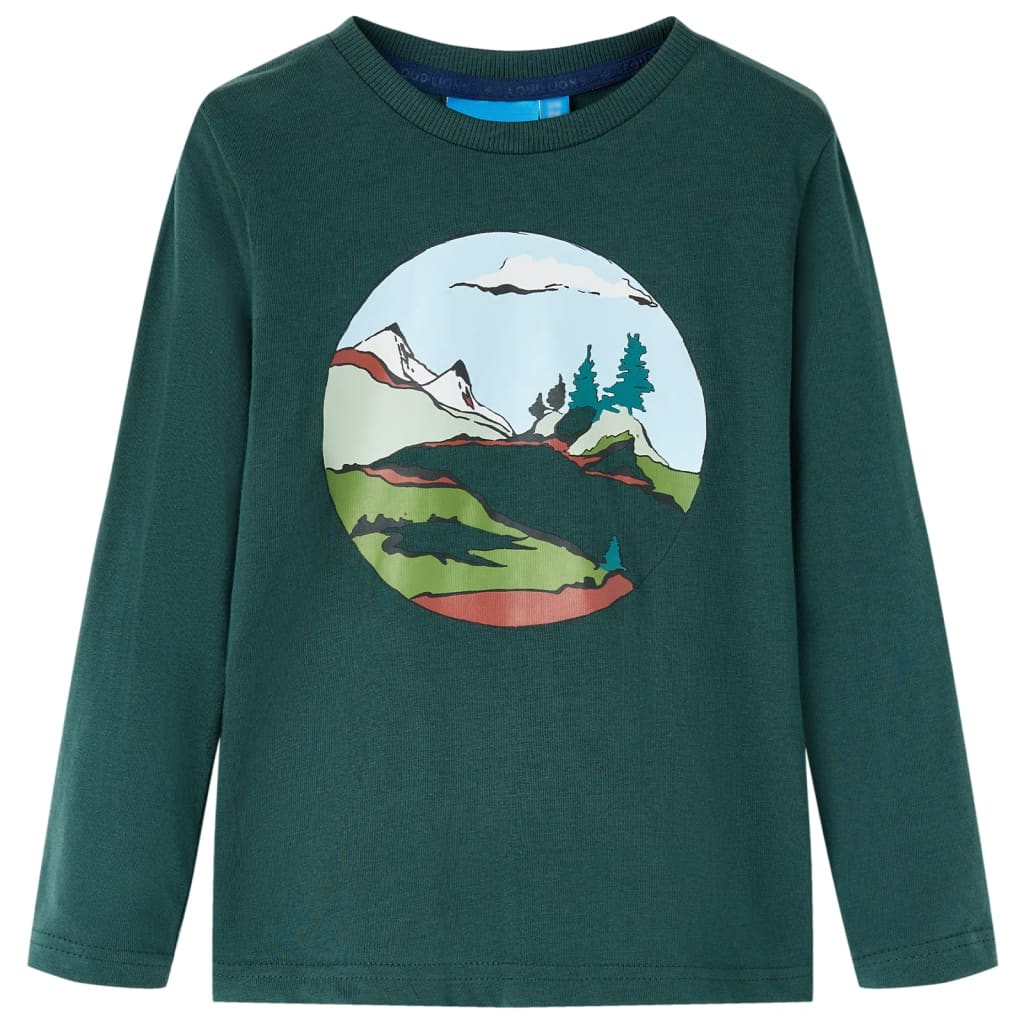 Kinder-Langarmshirt Dunkelgrün 92