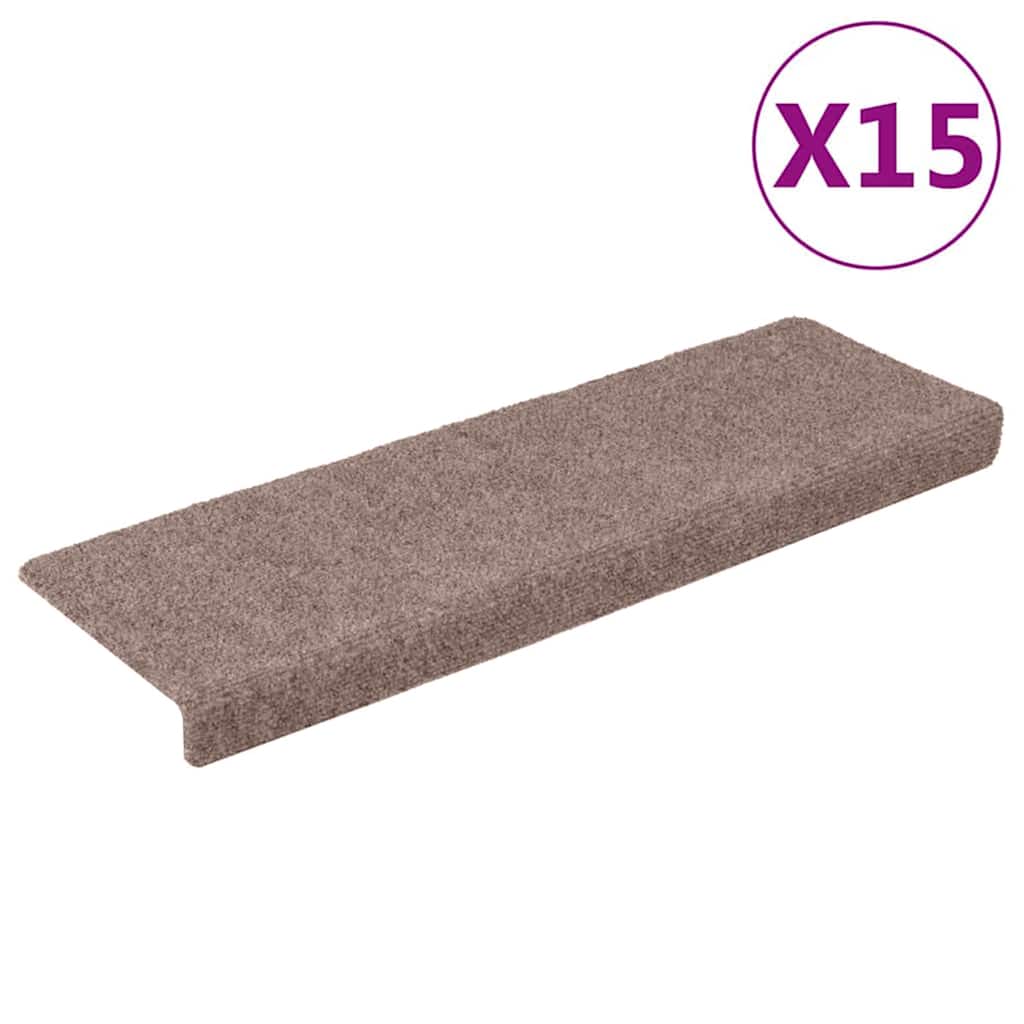 vidaXL Stufenmatten Selbstklebend 15 Stk. 65x21x4 cm Creme Rechteckiger Rand