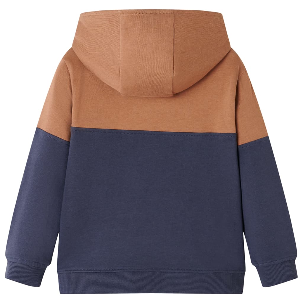Kinder-Kapuzenpullover mit Halbem Reißverschluss Anthrazit Cognac 92