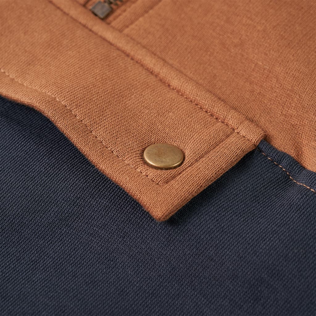 Kinder-Kapuzenpullover mit Halbem Reißverschluss Anthrazit Cognac 92