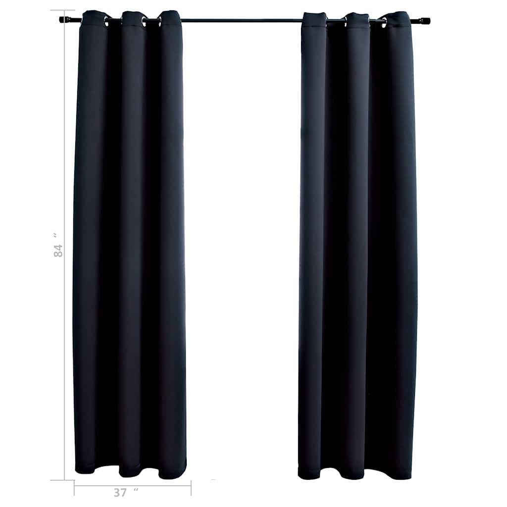 vidaXL Verdunkelungsvorhänge mit Ringen 2 Stk. Schwarz 97x213 cm Stoff