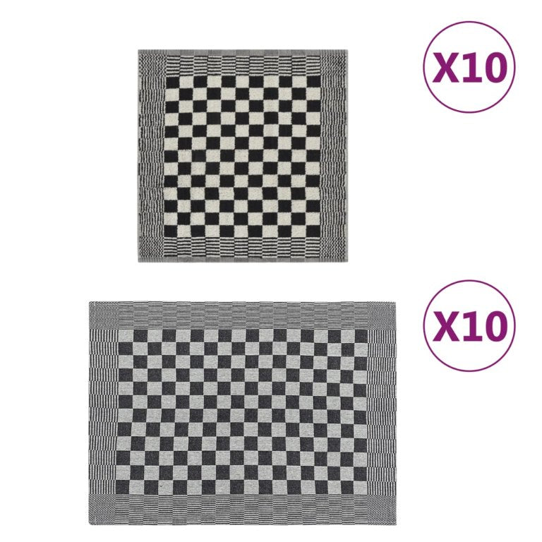 vidaXL 10-tlg. Handtuch-Set Schwarz und Grau Baumwolle