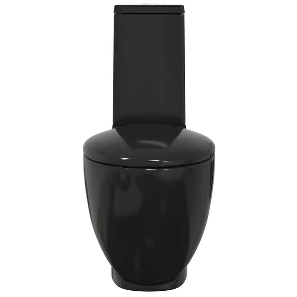 vidaXL Keramik-Toilette Abgang Horizontal Schwarz