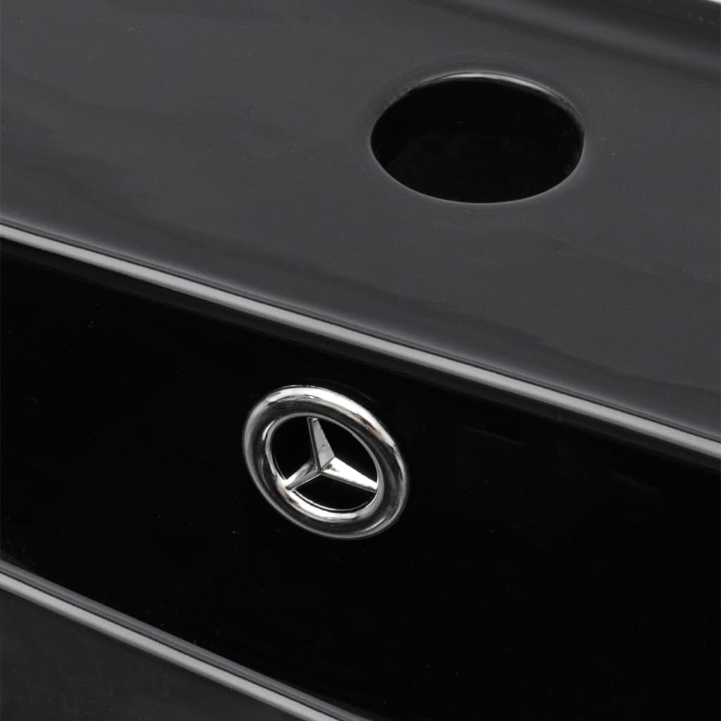 vidaXL Keramik Waschbecken mit Hahn-/Überlaufloch Schwarz Rechteckig