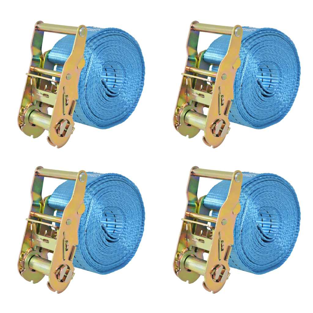 vidaXL Ratschen-Spanngurte 4 Stk. 0,8 Tonnen 6m×25mm Blau