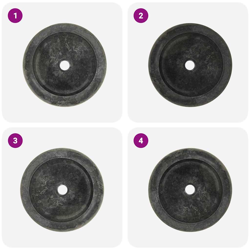 vidaXL Waschbecken 40x12 cm Marmor Schwarz