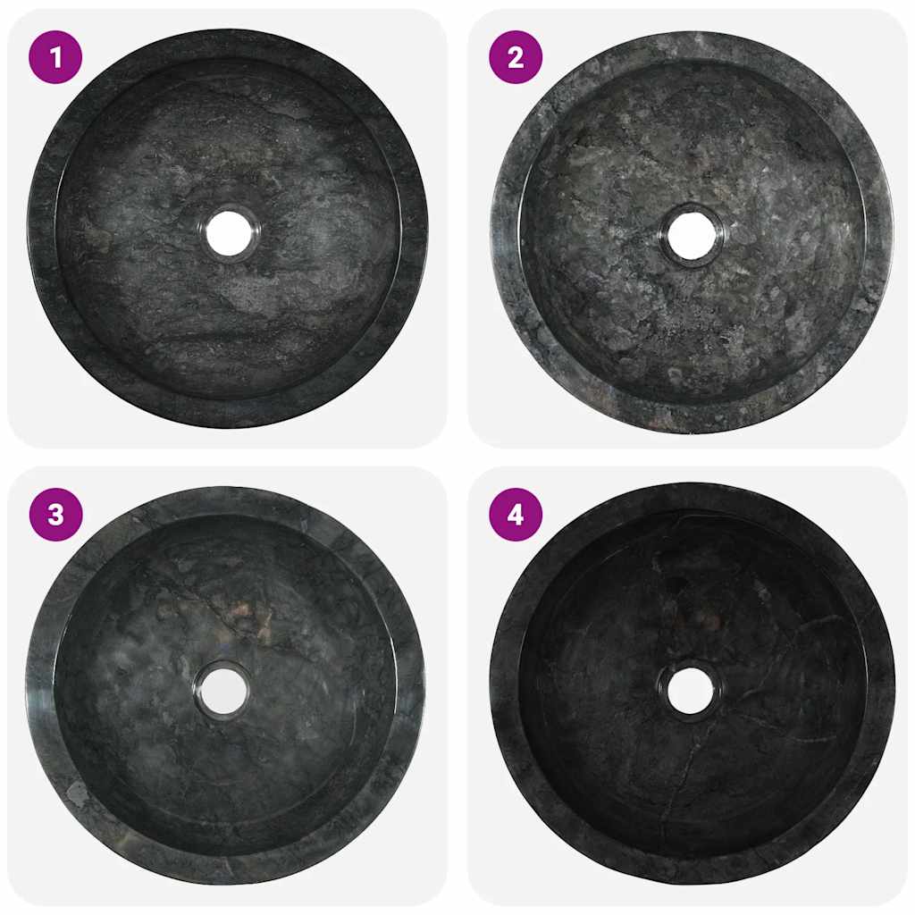 vidaXL Waschbecken 40x12 cm Marmor Schwarz