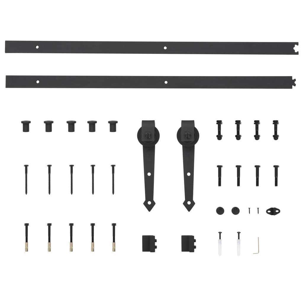 vidaXL Schiebetürbeschlag-Set 183 cm Stahl Schwarz