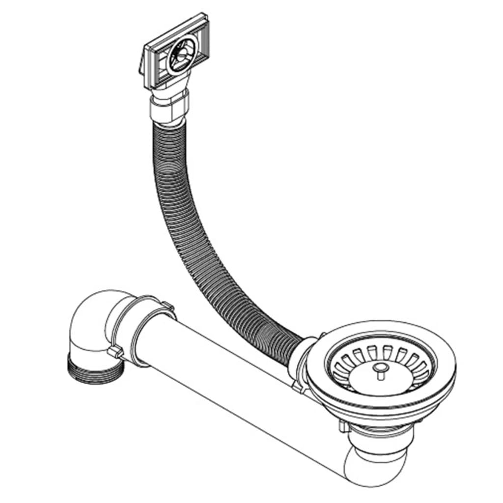 vidaXL Granitspüle Einzelbecken Schwarz