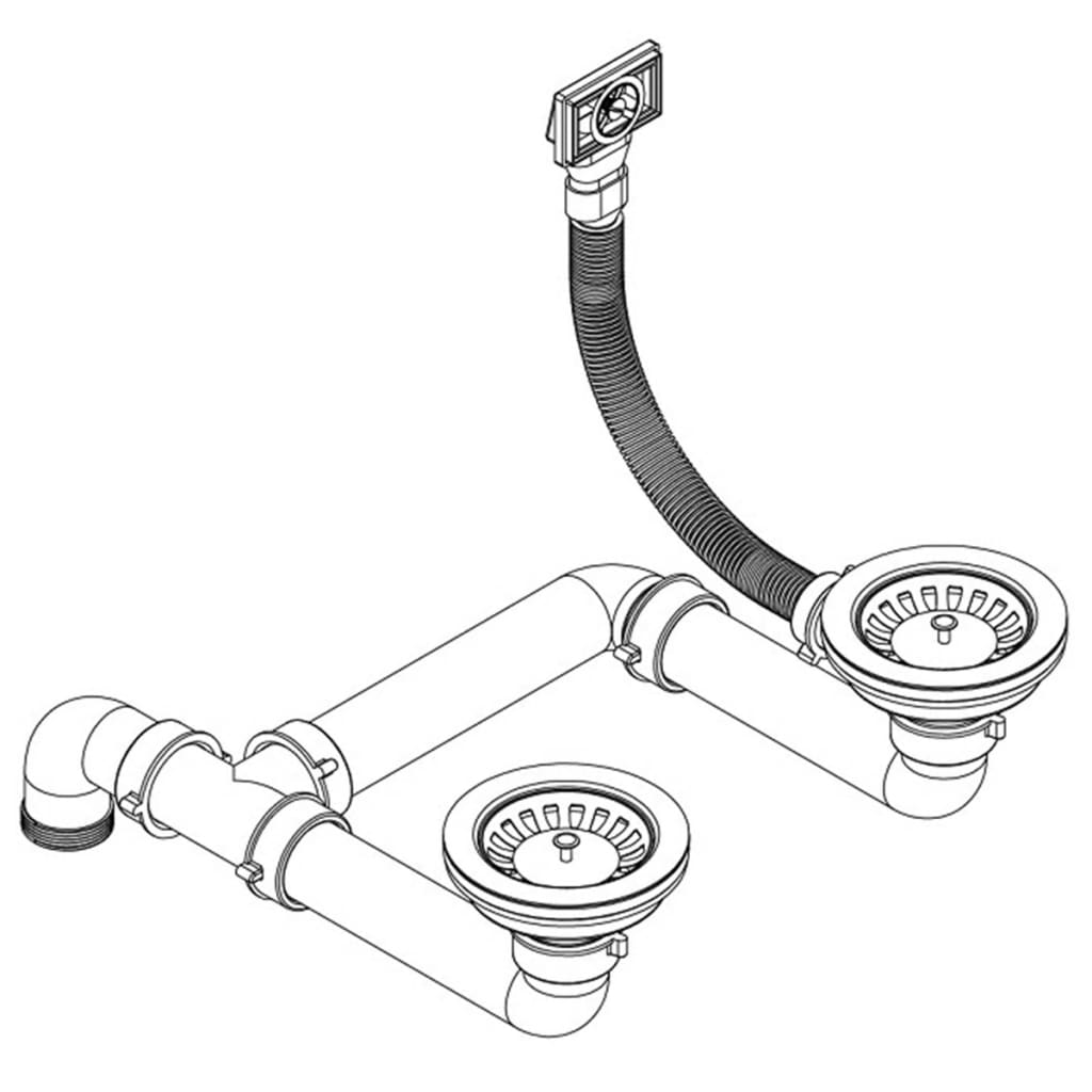 vidaXL Granit Spülbecken Doppelbecken Schwarz