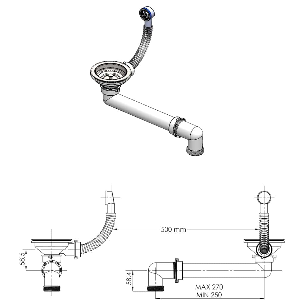 vidaXL Granitspüle Einzelbecken Schwarz