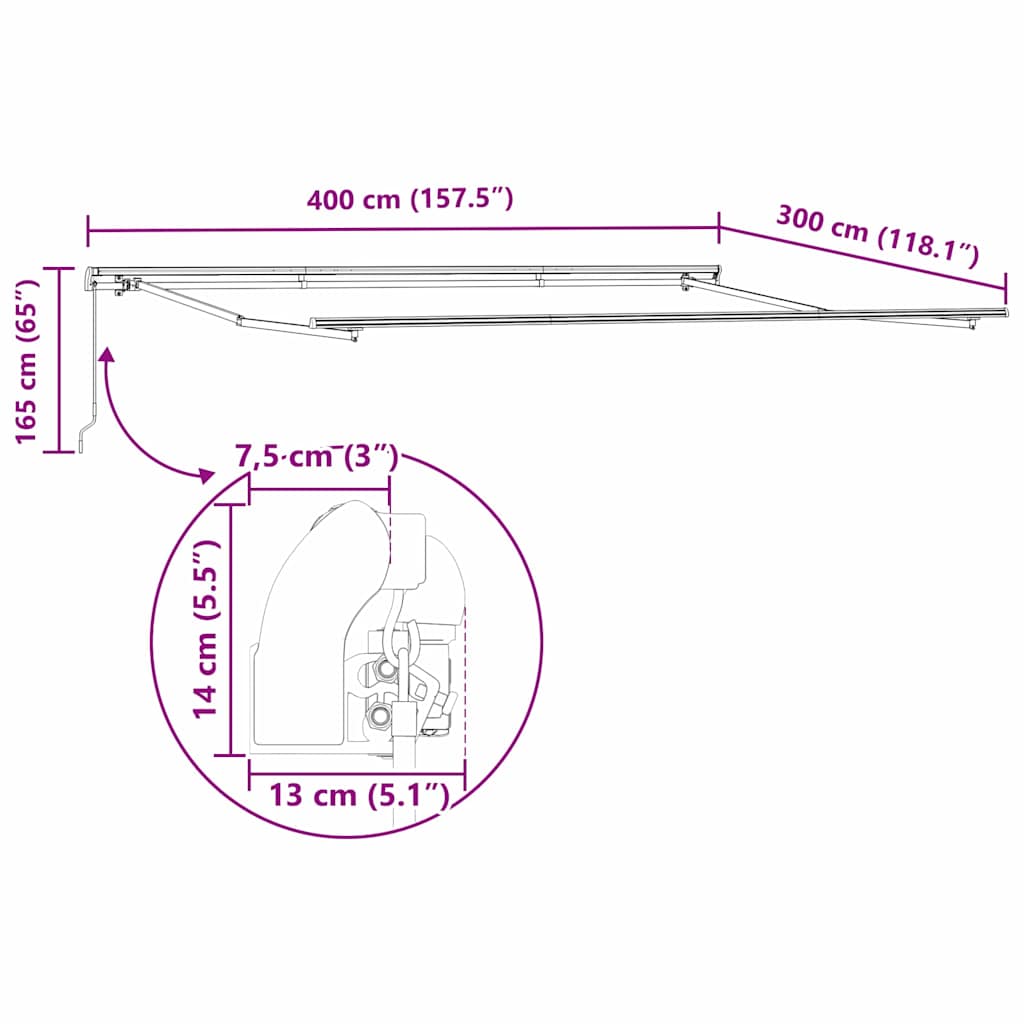 vidaXL Markisenrahmen Weiß 400 x 300 cm Aluminium