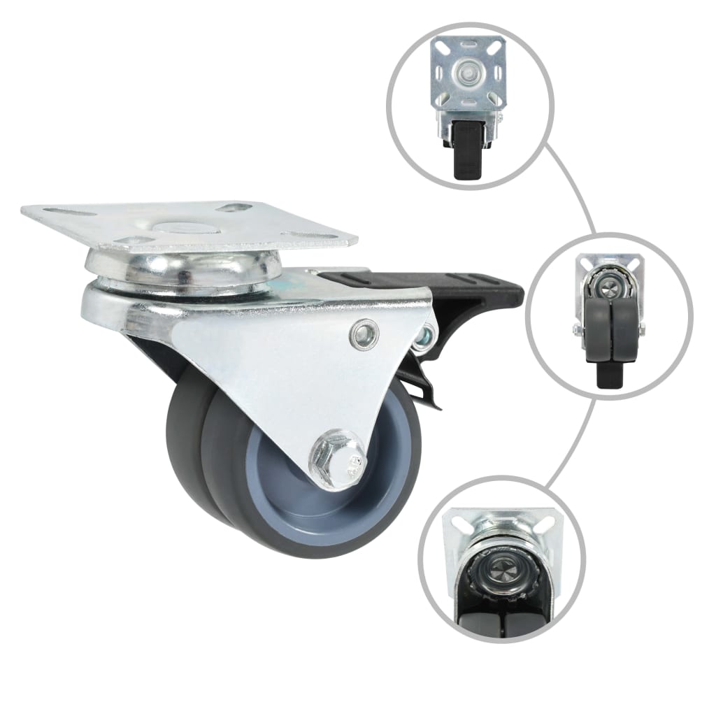 vidaXL Lenkrollen mit Zwillingsrad 4 Stk. 50 mm