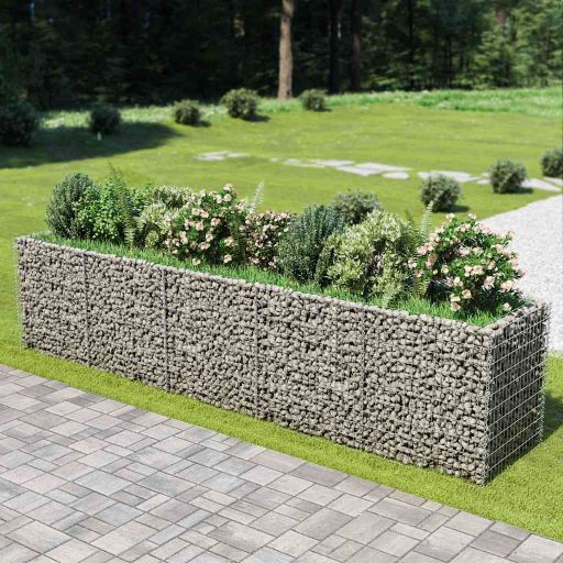 vidaXL Gabionen-Hochbeet Verzinkter Stahl 450×90×100 cm