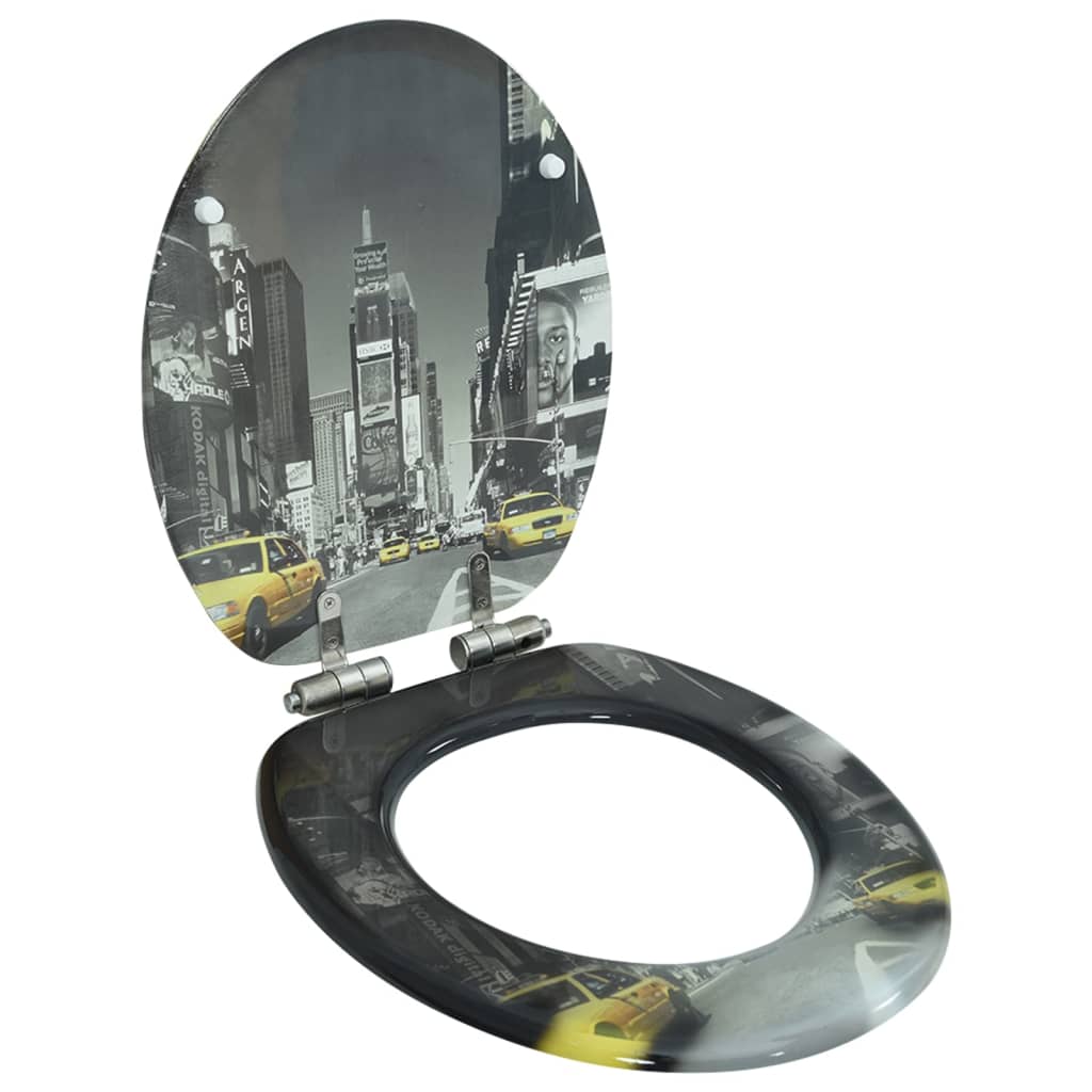 vidaXL Toilettensitz MDF Deckel mit Absenkautomatik Design Weiß