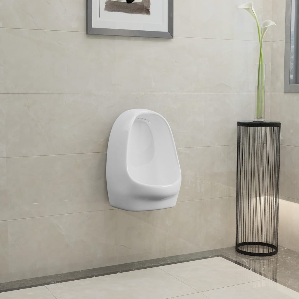 vidaXL Wandurinal mit Spülventil Keramik Weiß