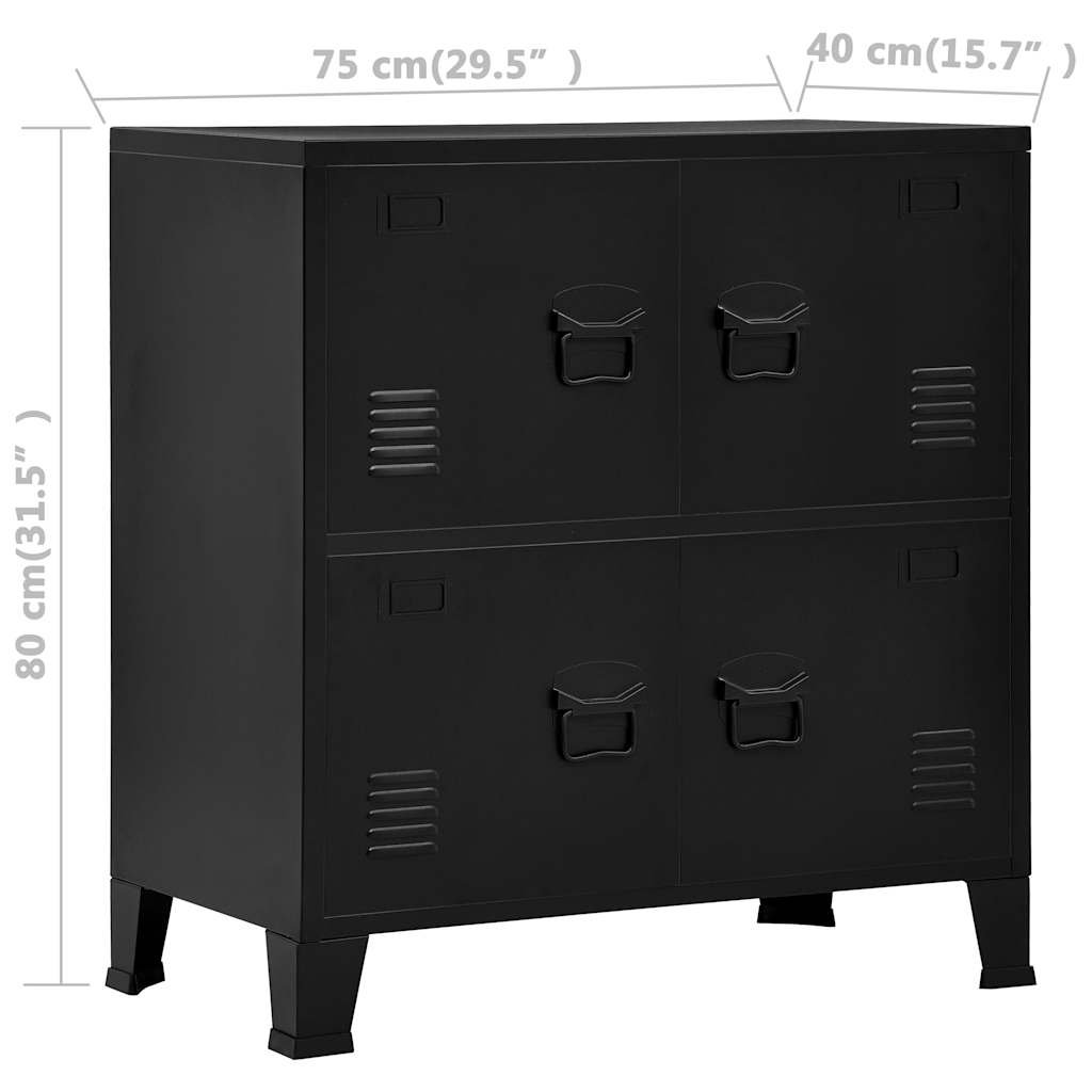 vidaXL Lagerschrank Industrial Schwarz 75x40x80 cm Stahl