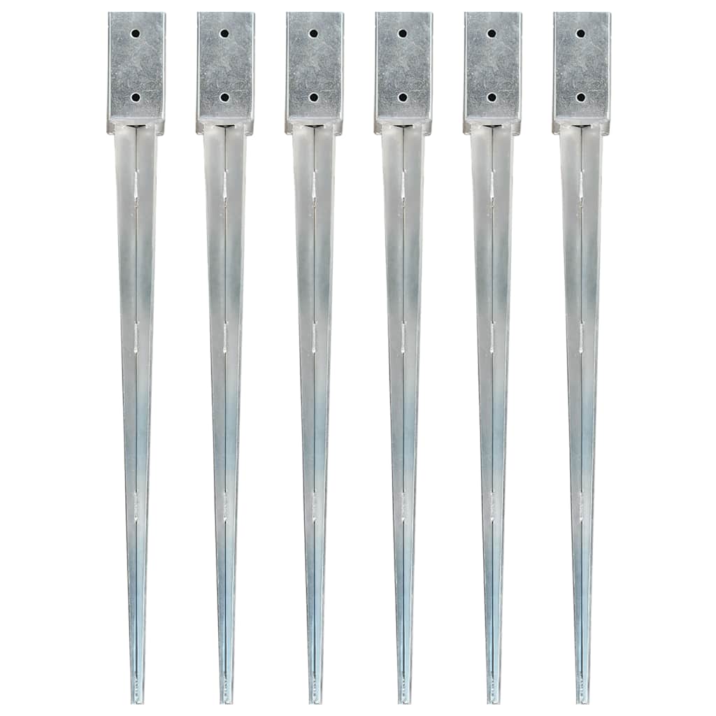 vidaXL Erdspieße 2 Stk. Silbern 7×7×75 cm Verzinkter Stahl