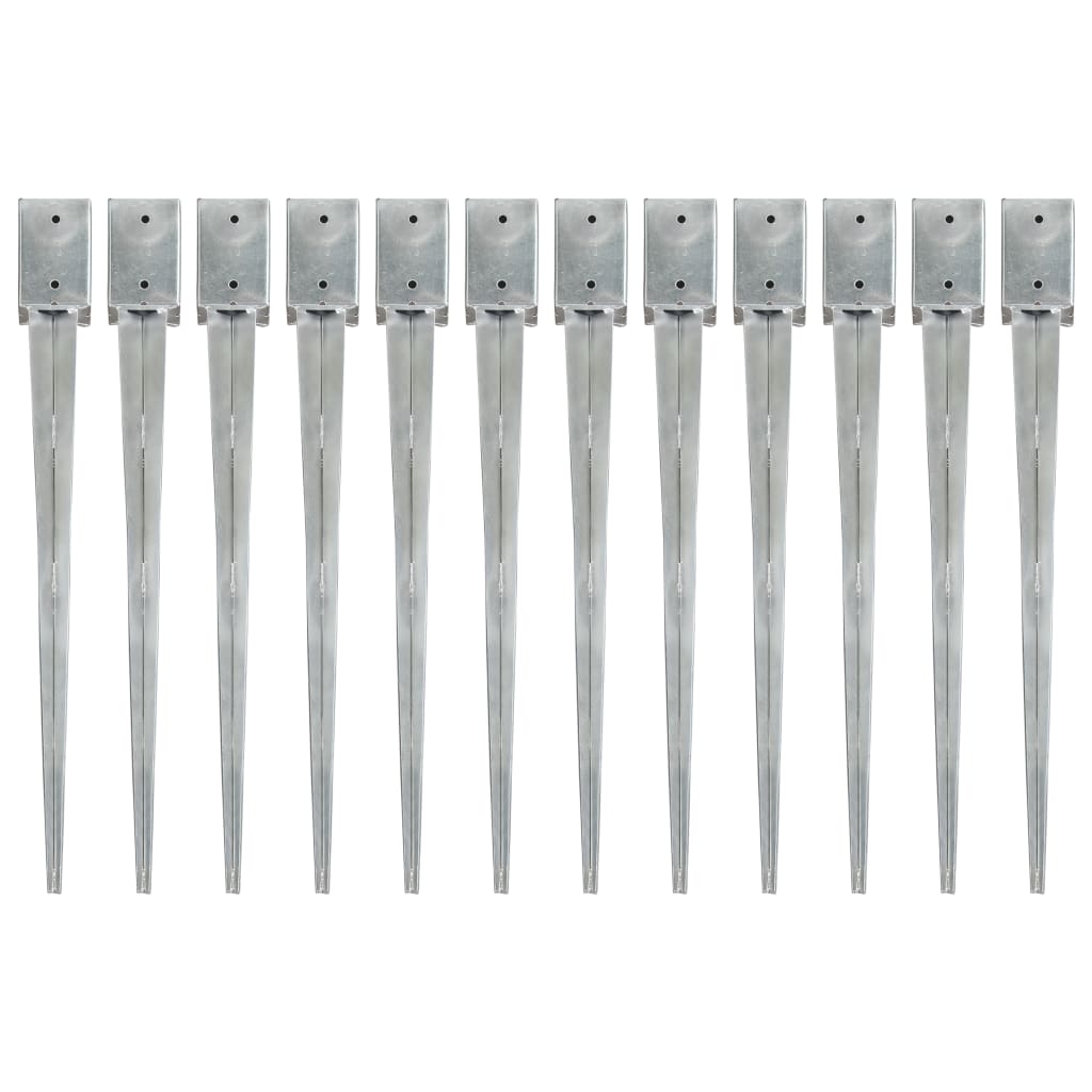 vidaXL Erdspieße 2 Stk. Silbern 7×7×75 cm Verzinkter Stahl