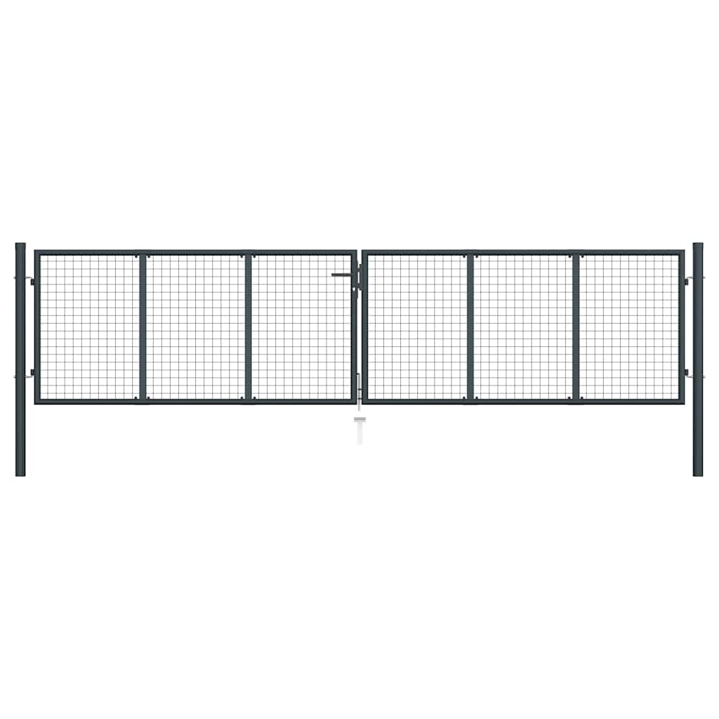 vidaXL Maschen-Gartentor verzinkter Stahl 400 x 75 cm Grau