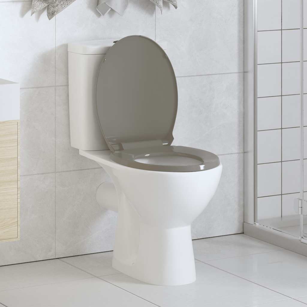 vidaXL Toilettensitz mit Absenkautomatik Hellgrau Oval