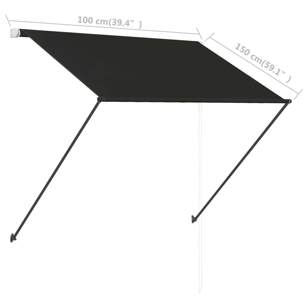 vidaXL Einziehbare Markise mit LED 100×150 cm Anthrazit