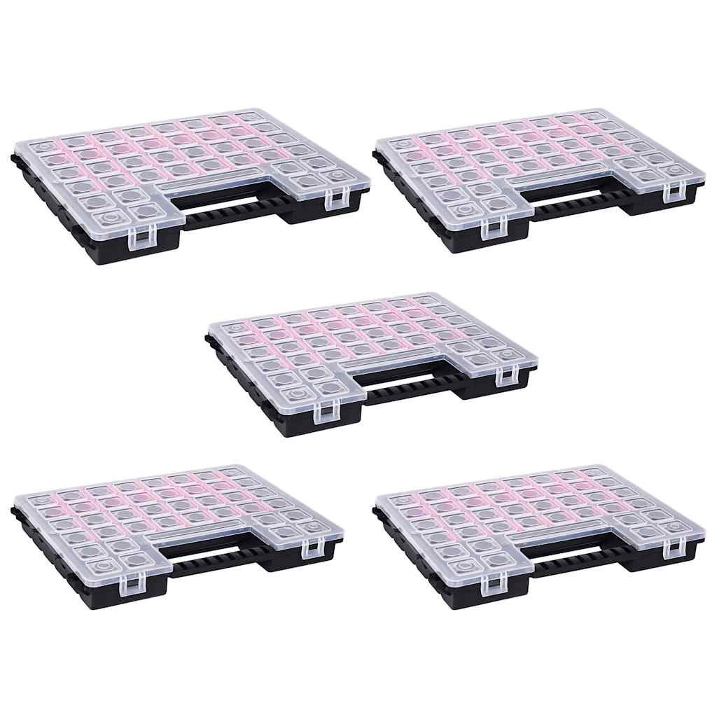 vidaXL Sortimentskästen 5 Stk. Verstellbare Trennwände 385x283x50 mm