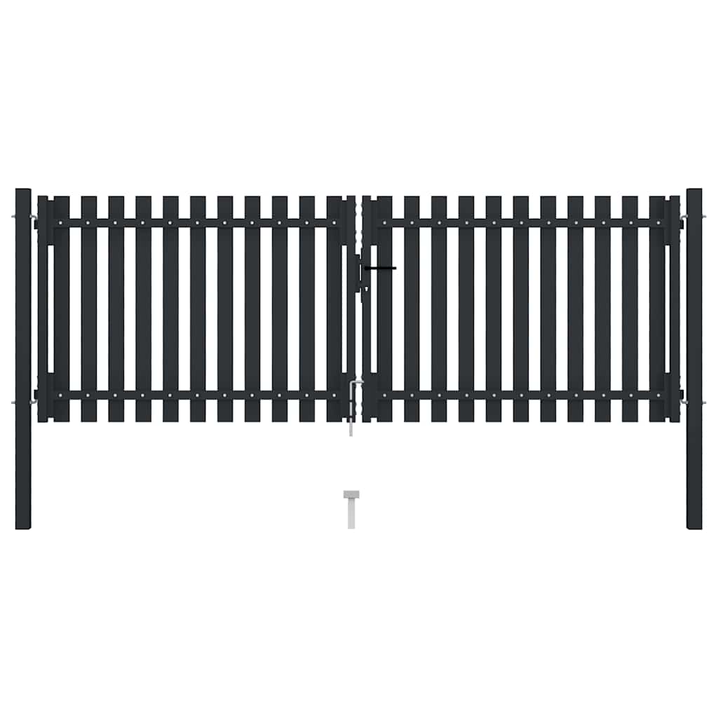 vidaXL Doppeltür-Zauntor aus Stahl 300 x 75 cm Anthrazit