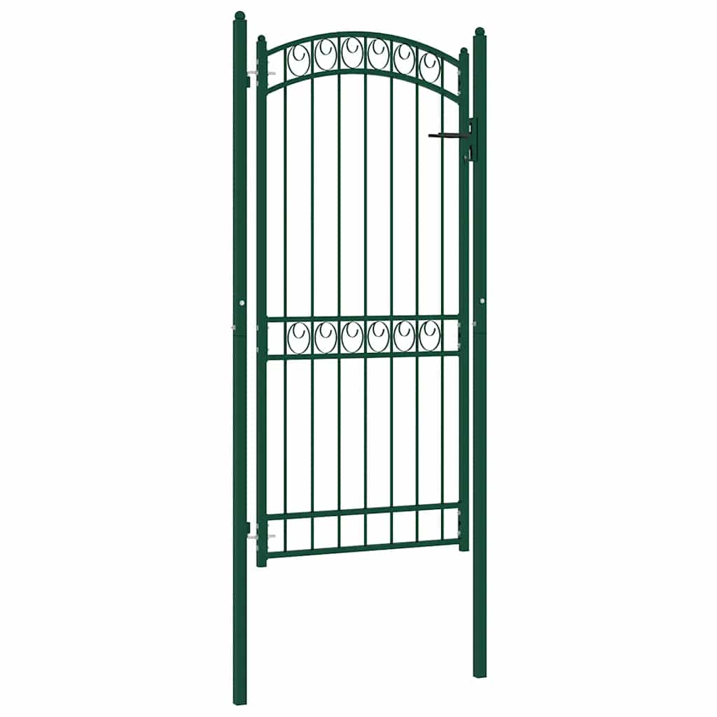 vidaXL Zauntor mit Gewölbter Spitze Stahl 100x100 cm Grün