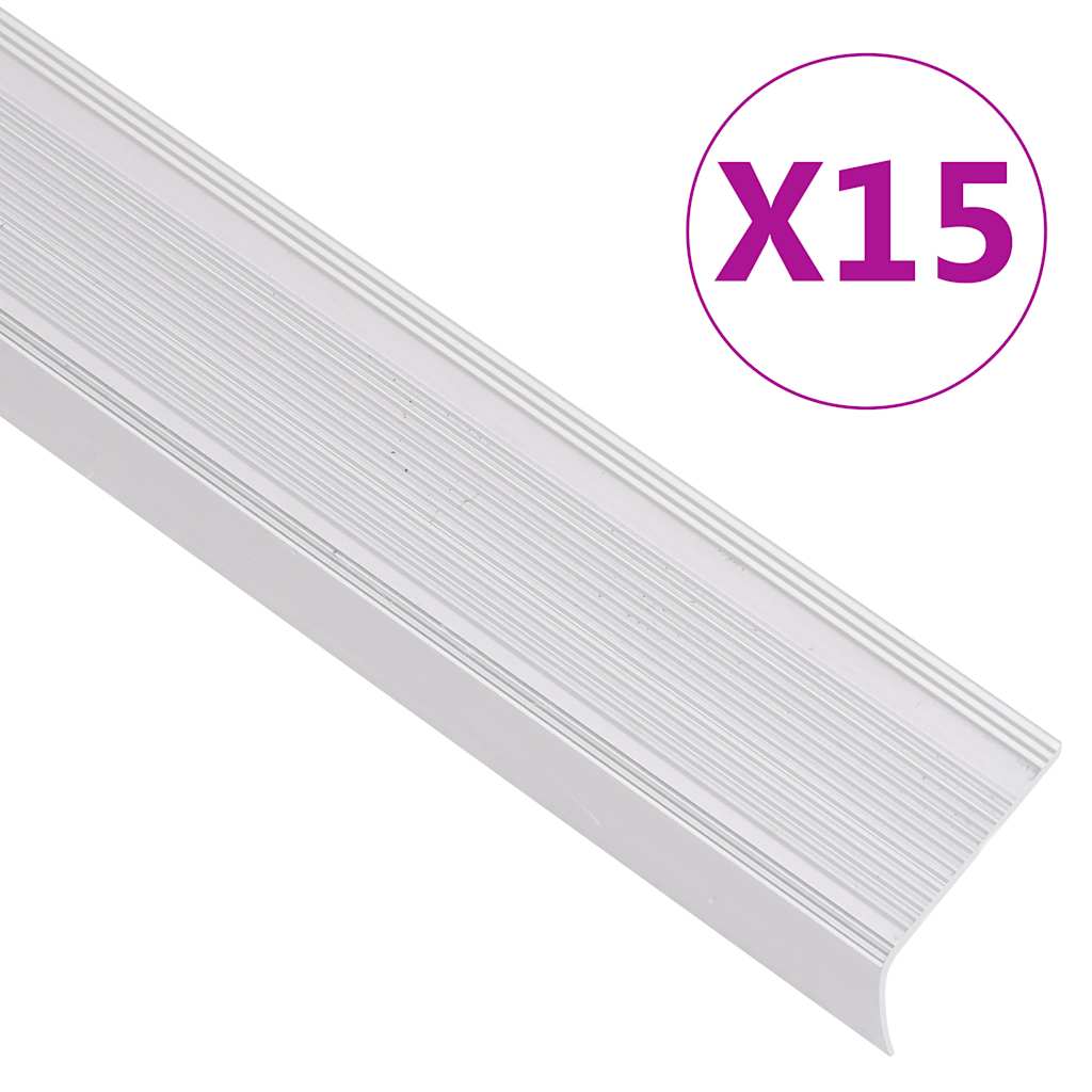 vidaXL Treppenkantenprofile in L-Form 15 Stk. Aluminium 90 cm Silbern