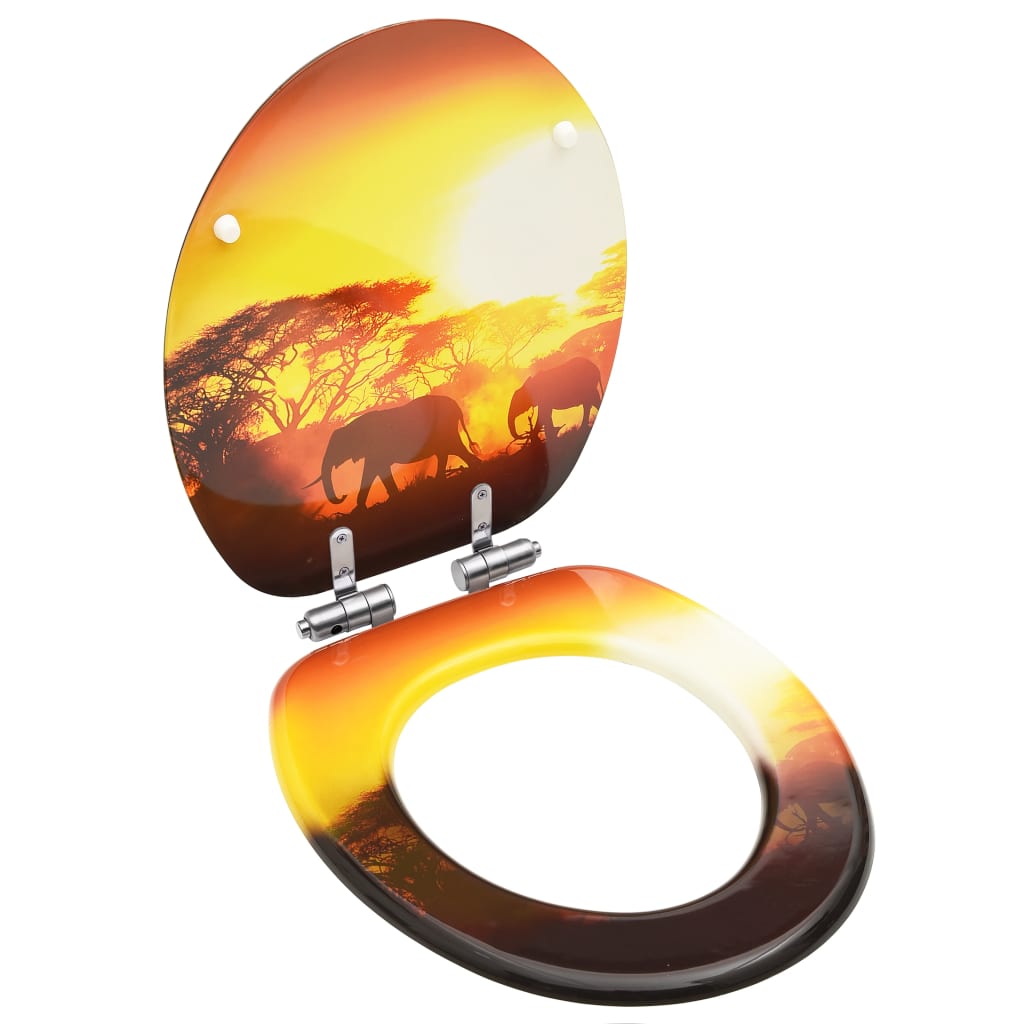 vidaXL Toilettensitz MDF Deckel mit Absenkautomatik Design Weiß