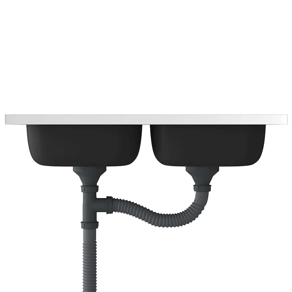 vidaXL Doppelspüle Silbern 800x500x155 mm Edelstahl