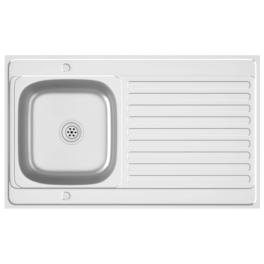 vidaXL Spüle mit Abtropffläche Set Silbern 1000x600x155 mm Edelstahl