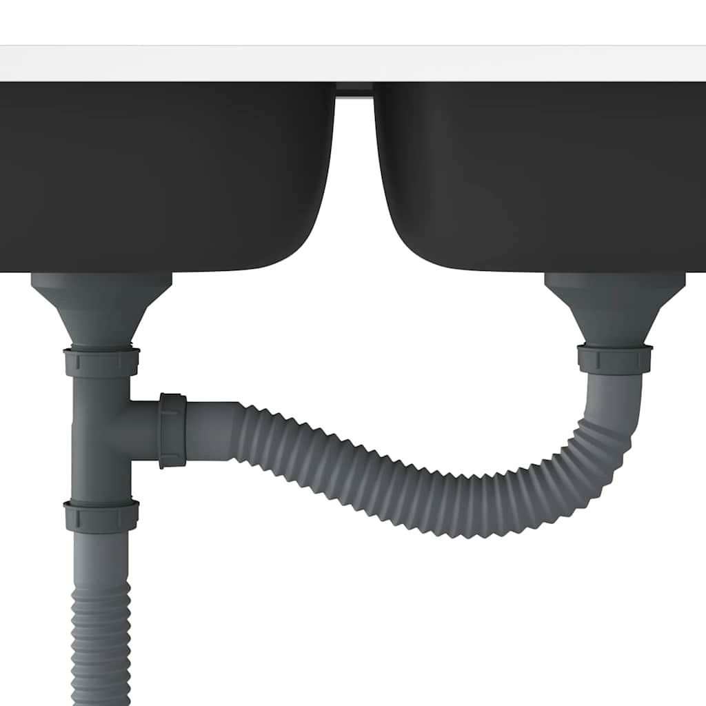 vidaXL Doppelspüle Silbern 1200x500x155 mm Edelstahl