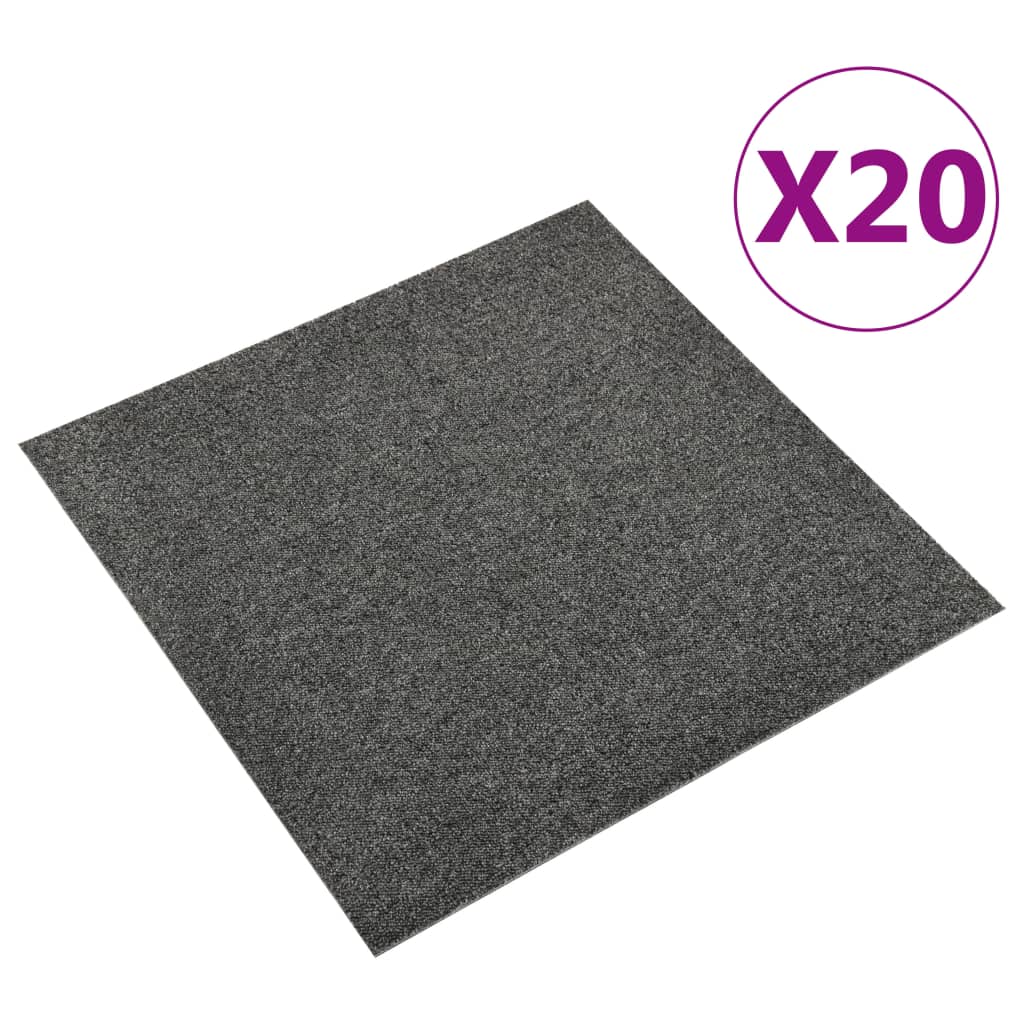 vidaXL Teppichfliesen 20 Stk. 5 m² 50x50 cm Gestreift Anthrazit