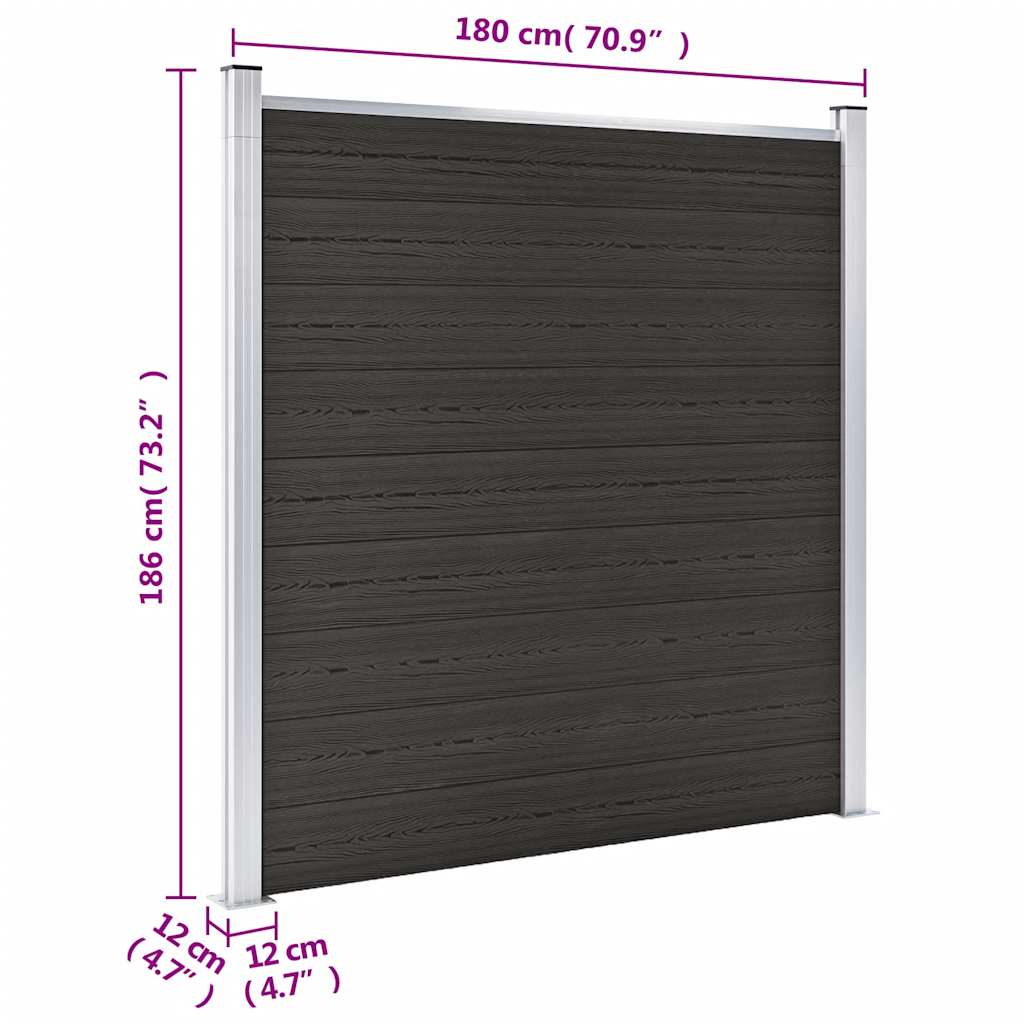 vidaXL Zaunelement WPC 180x186 cm Schwarz