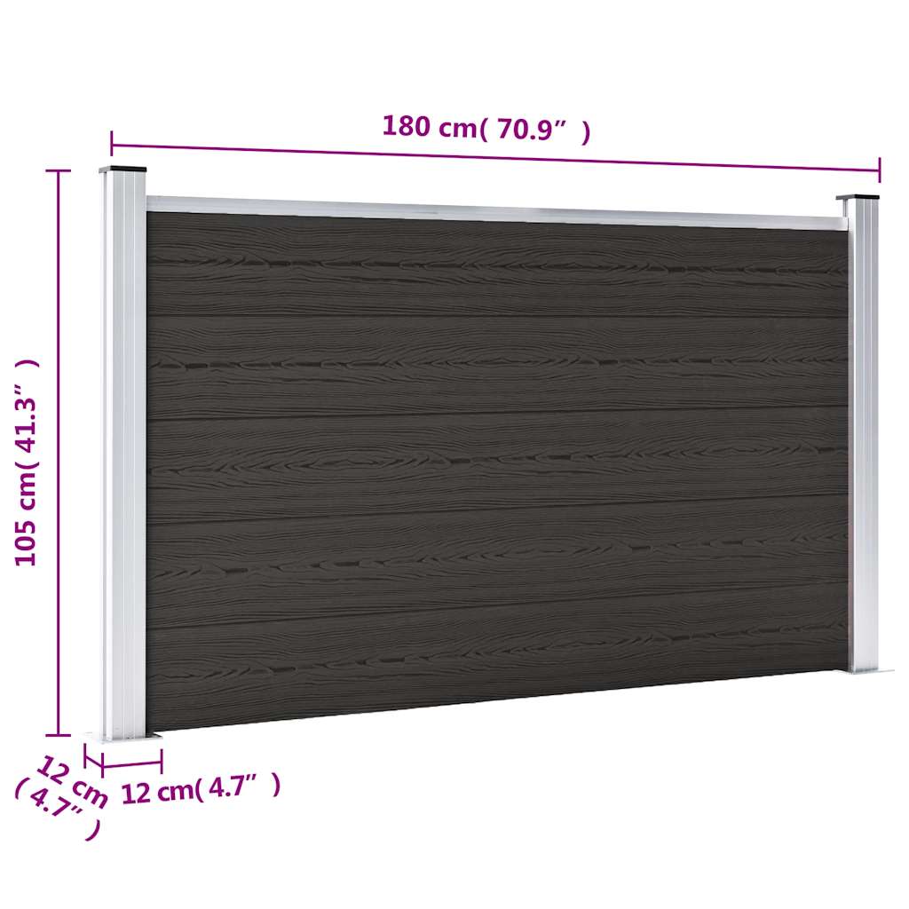 vidaXL Zaunelement WPC 180x105 cm Schwarz