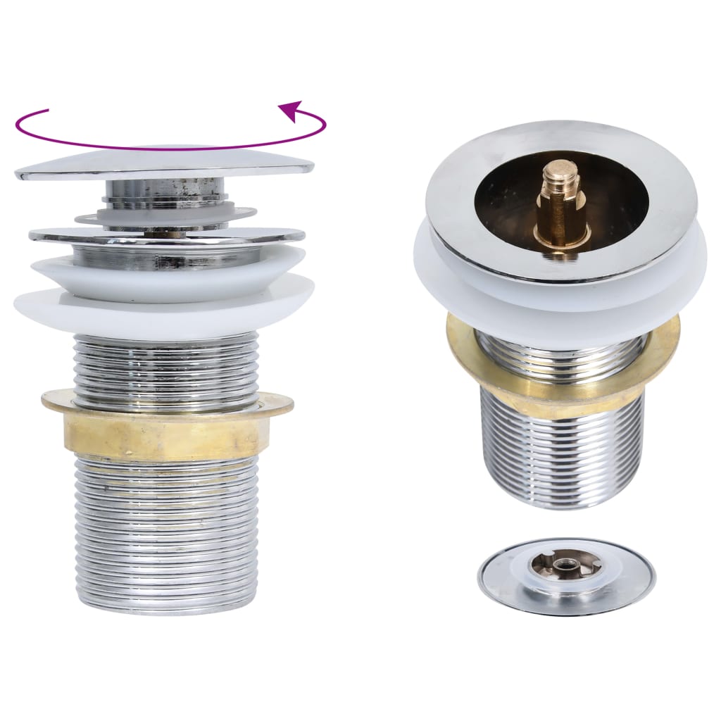 vidaXL Ablaufgarnitur mit Überlauf Chrom 6,4x6,4x9,1 cm