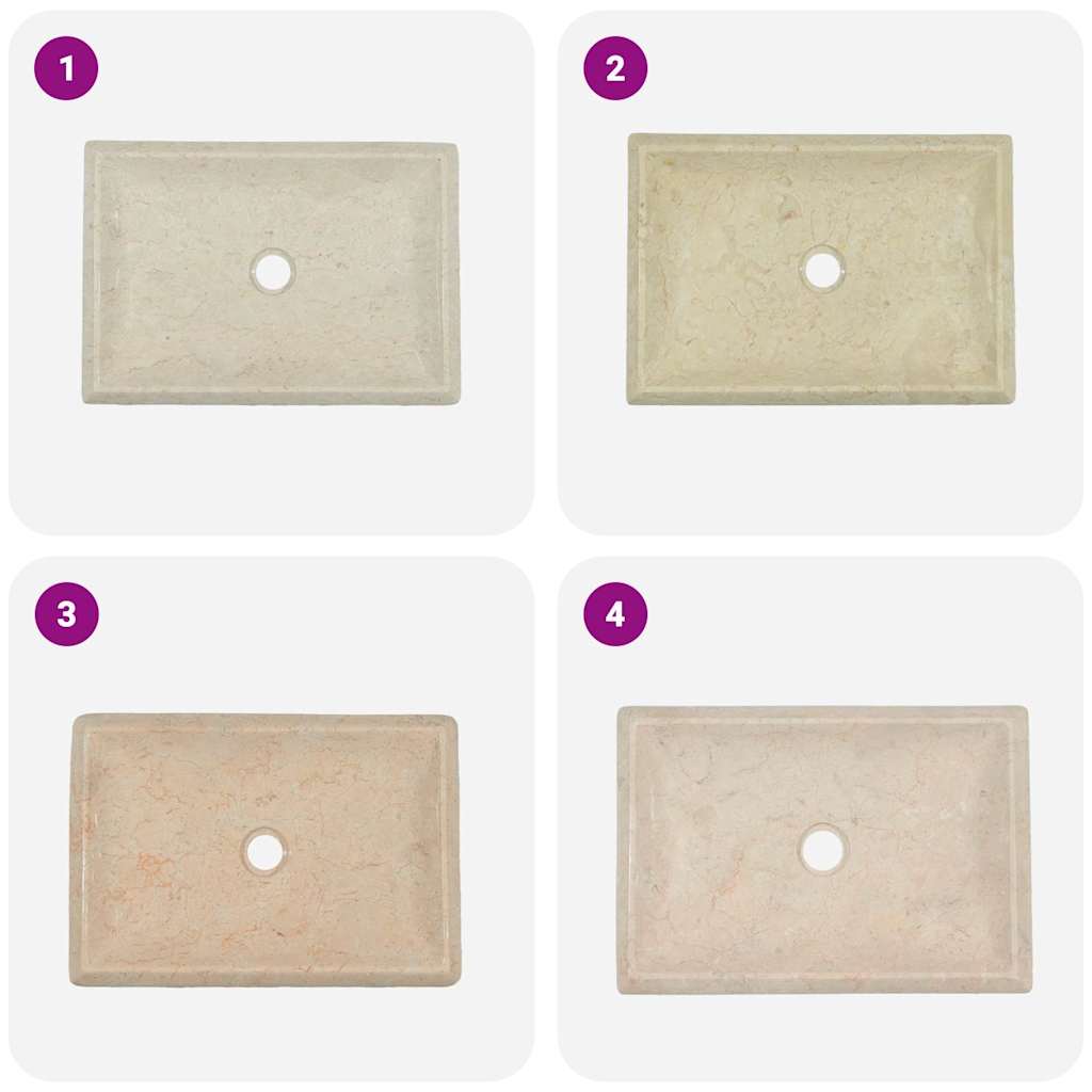 vidaXL Waschbecken Creme 50x35x10 cm Marmor