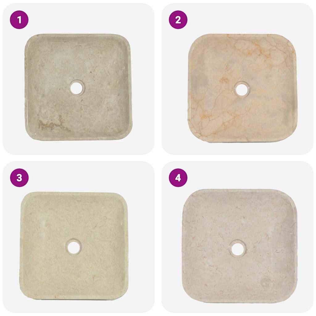 vidaXL Waschbecken Creme 40x40x10 cm Marmor