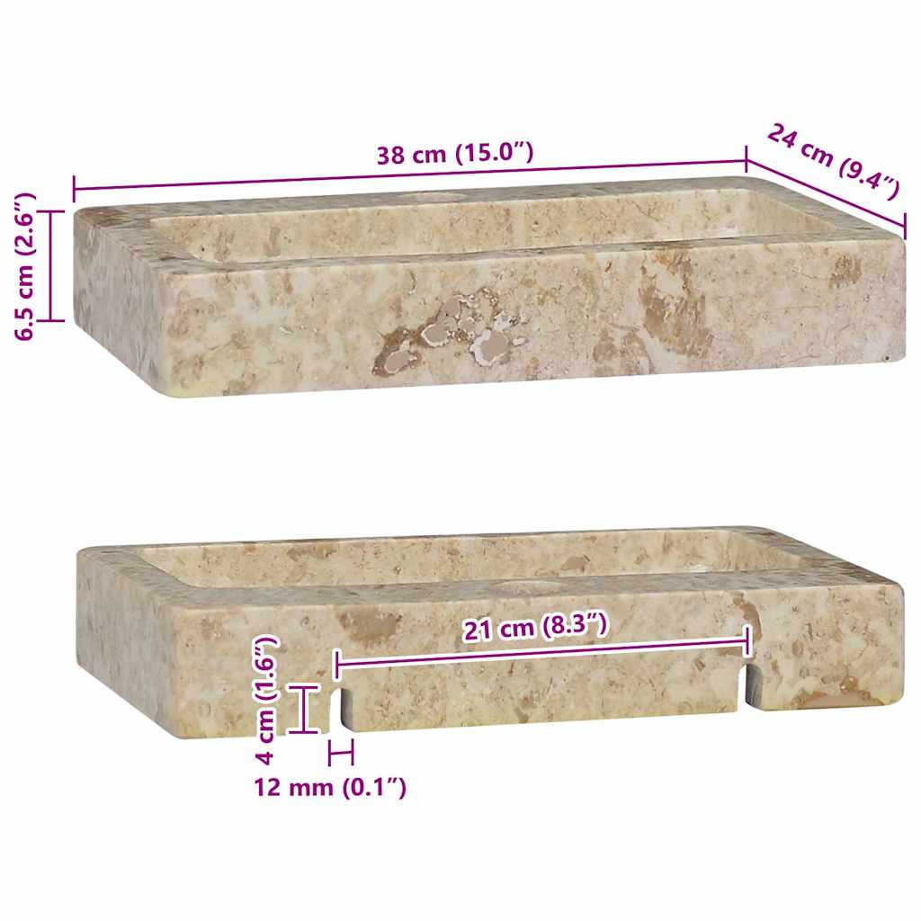 vidaXL Wandwaschbecken Creme 38x24x6,5 cm Marmor